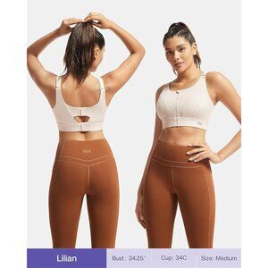 VFUS Womens High Support White Zip Front Sports Bra XXL